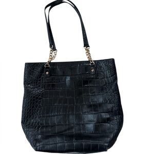 Michael Kors Jet Set NS Chain Tote Croc Embossed Leather Black